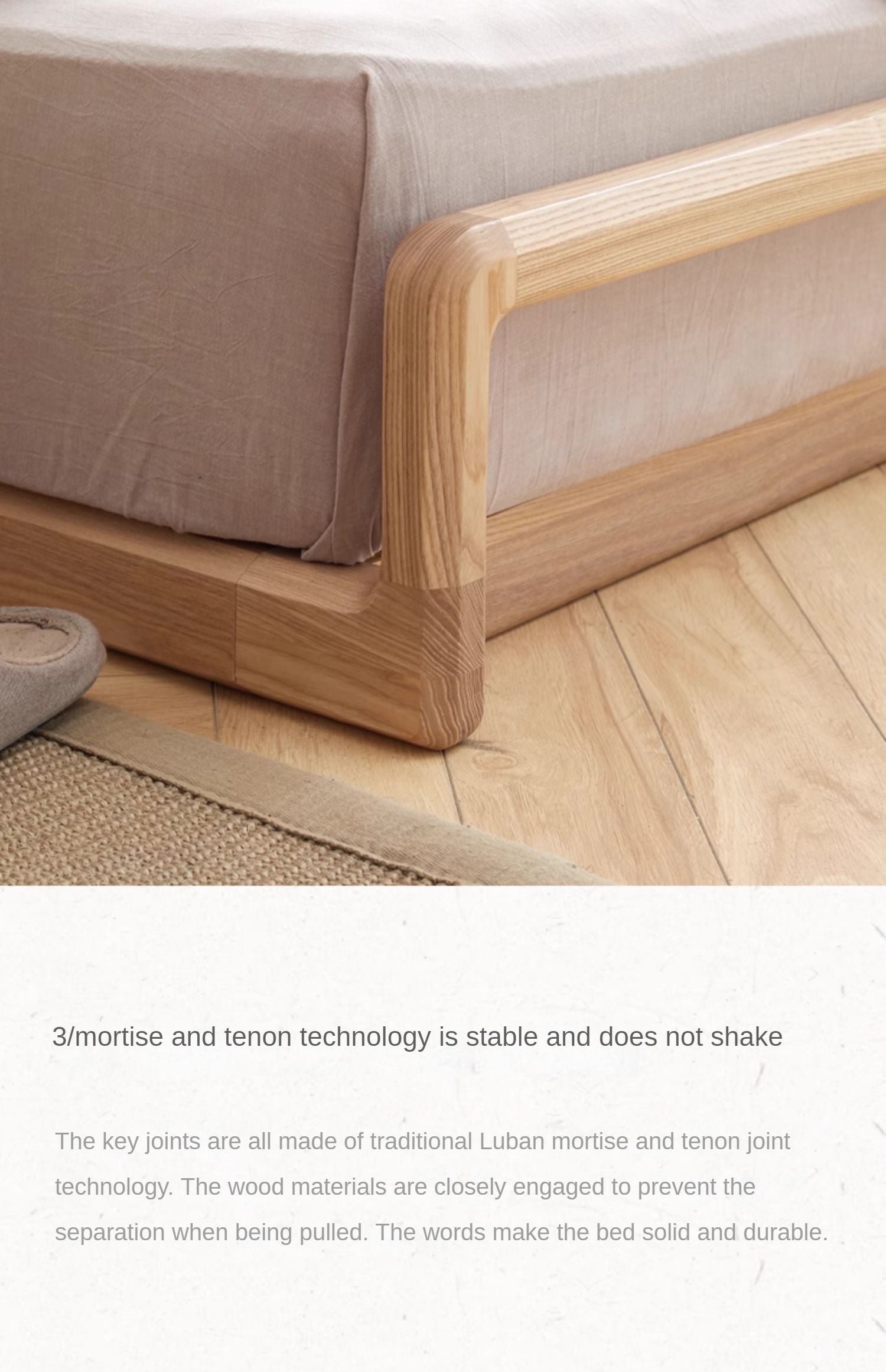 Ash Solid Wood Modern Simple Nordic Style Platform Bed