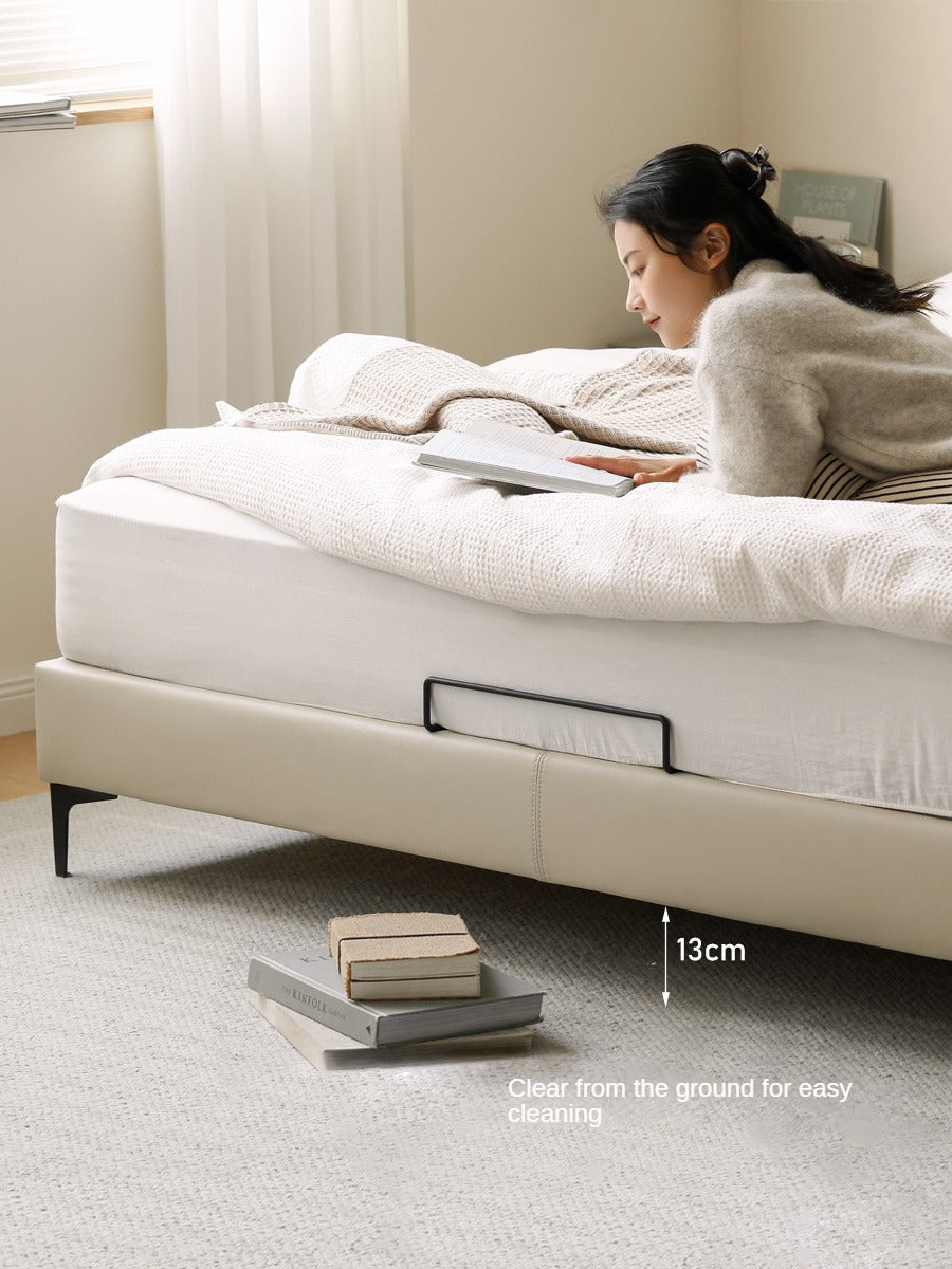 Cow Leather Bed ,Technology Cloth Wood Bed