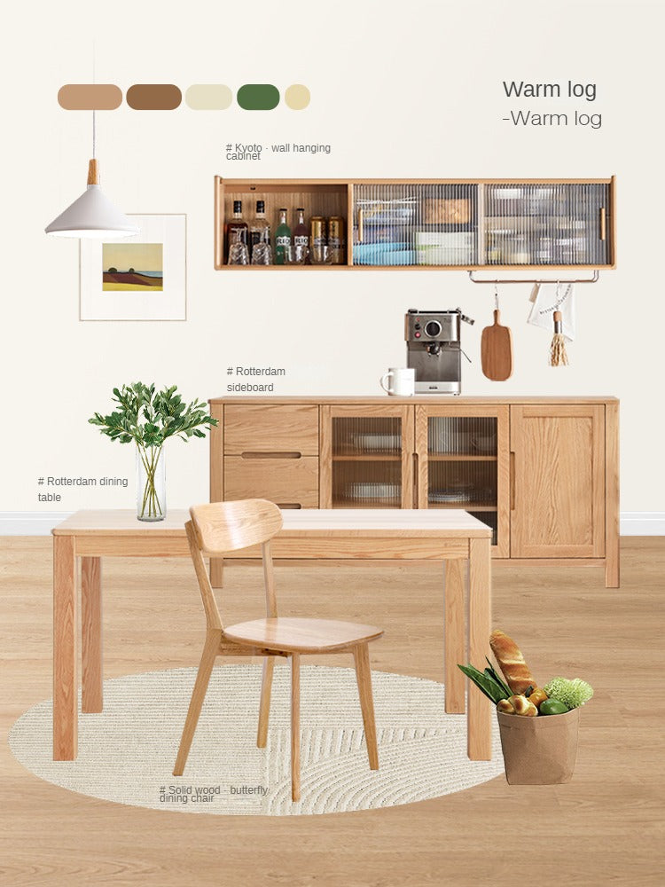 Oak Solid Wood Curved Backrest Dining Chair