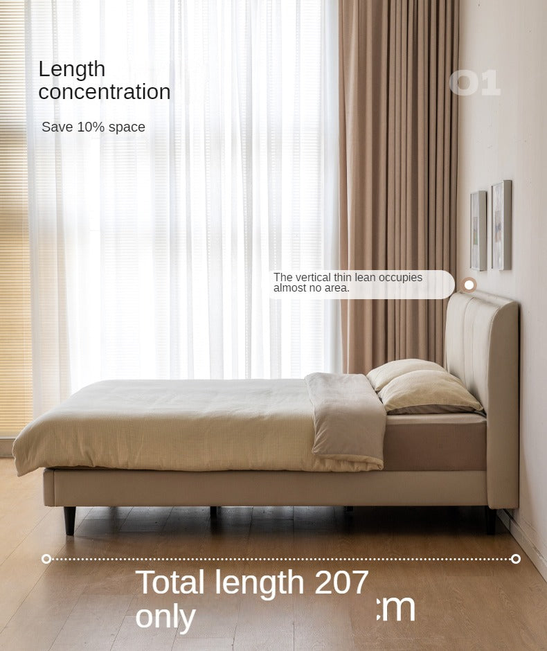 Leather Bed Cream Style First Layer of Yellow Cowhide Bed