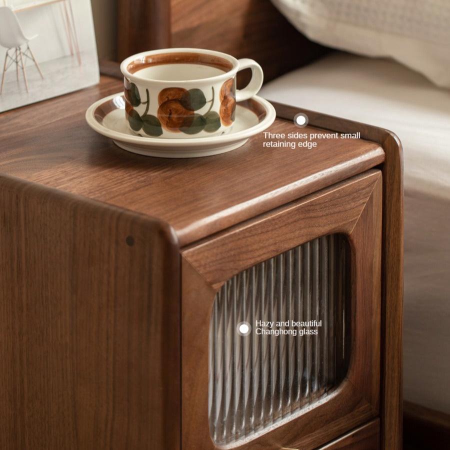 Black Walnut, Calpa Solid Wood Ultra-Narrow Nightstand.