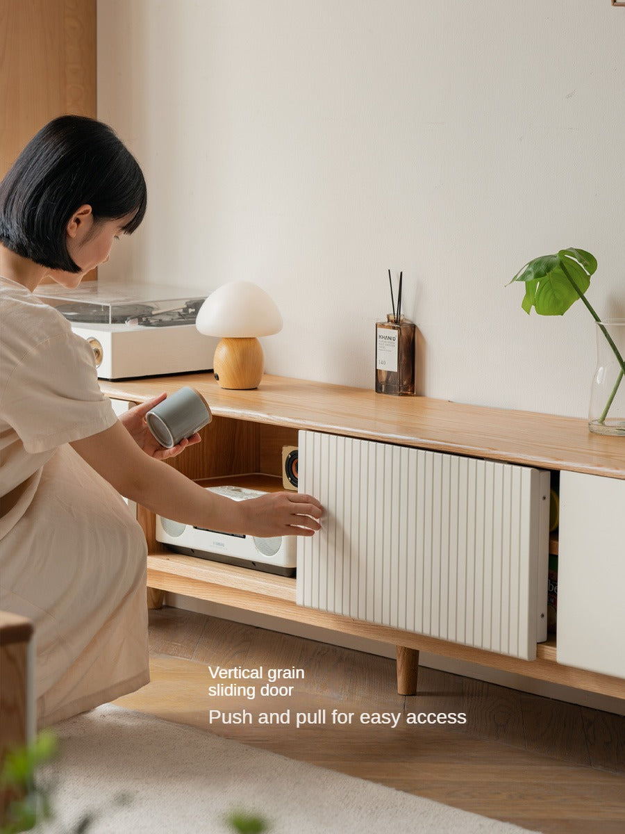 Oak Solid Wood Modern Storage TV Cabinet.