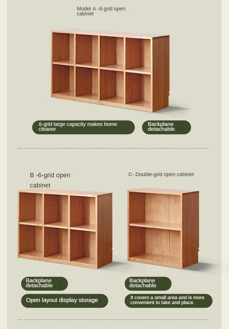 Cherry Solid Wood Vintage Floor Storage Bookcase