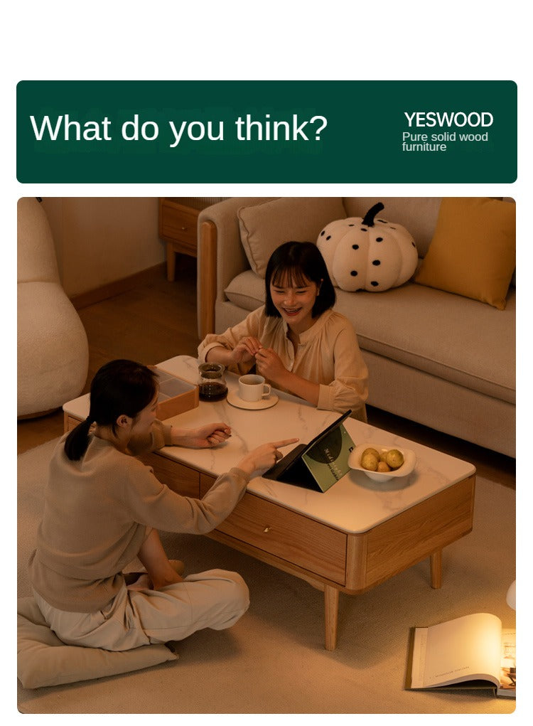 Oak Solid Wood Coffee Table Slate