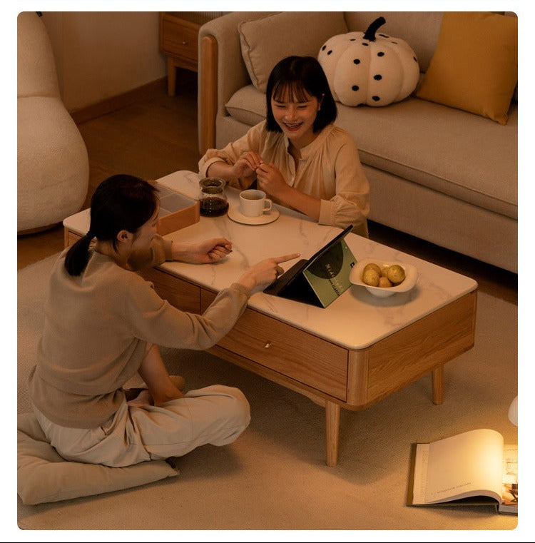 Oak Solid Wood Coffee Table Slate