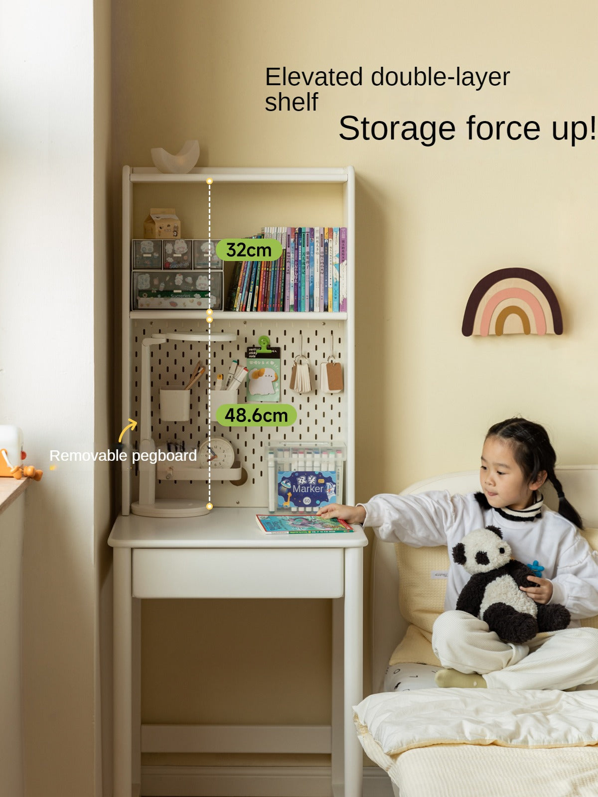 Rubber Wood Solid Wood Children's Desk-