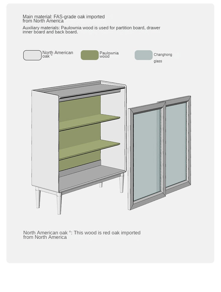 Oak Solid Wood Sideboard Slide Door
