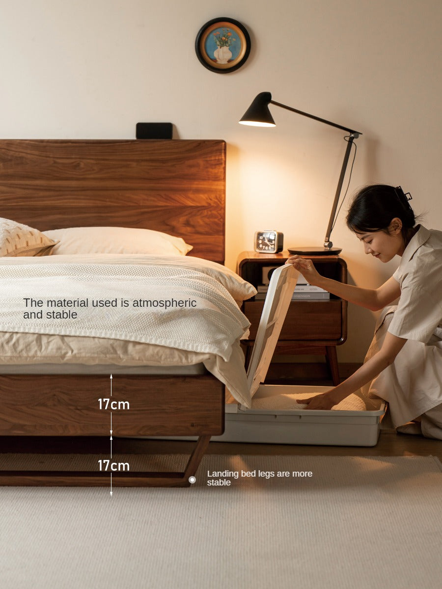 Oak, Black Walnut, Teak Solid Wood Suspended Bed