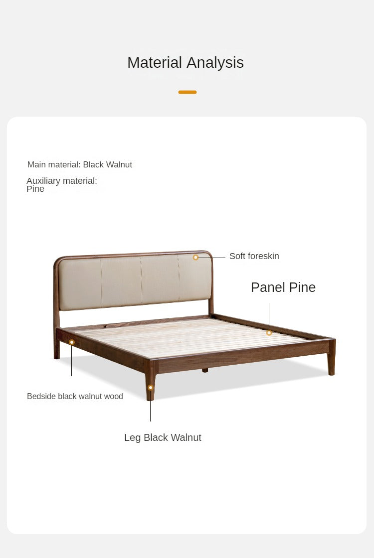 Black Walnut,Cherry Wood Cowhide Leather,Technical Cloth Bed