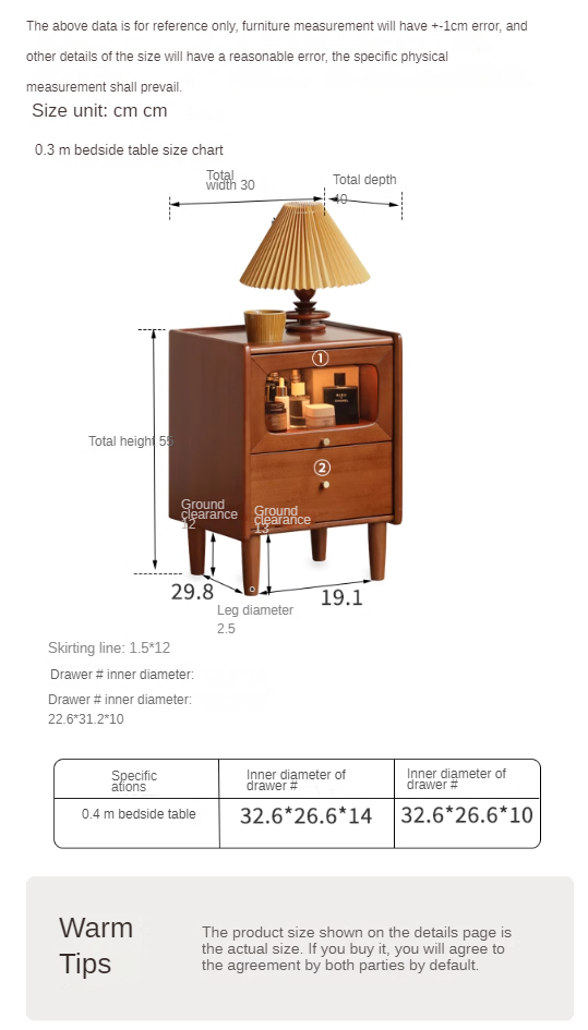 Poplar Solid Wood Medieval Style Ultra-Narrow Nightstand.