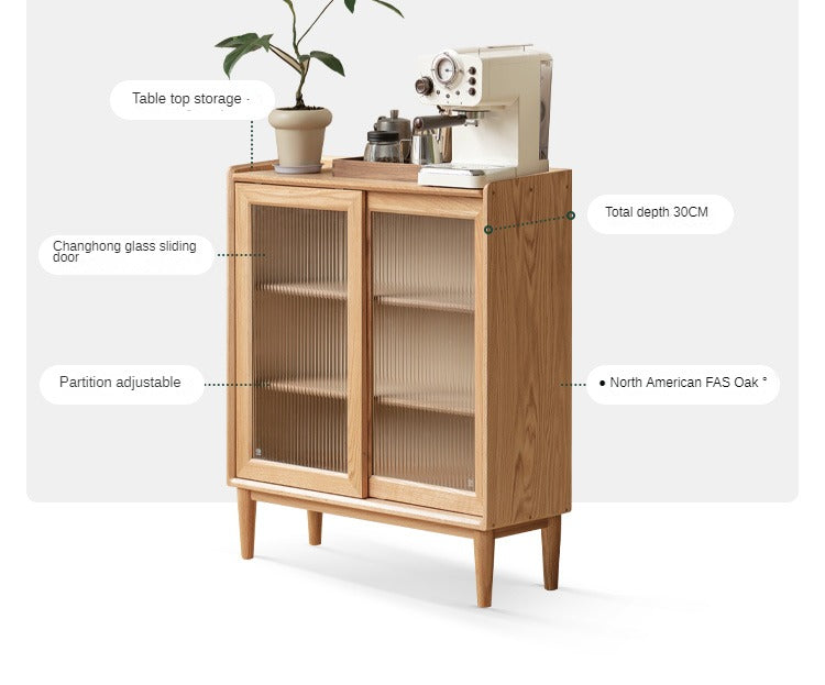 Oak Solid Wood Sideboard Slide Door