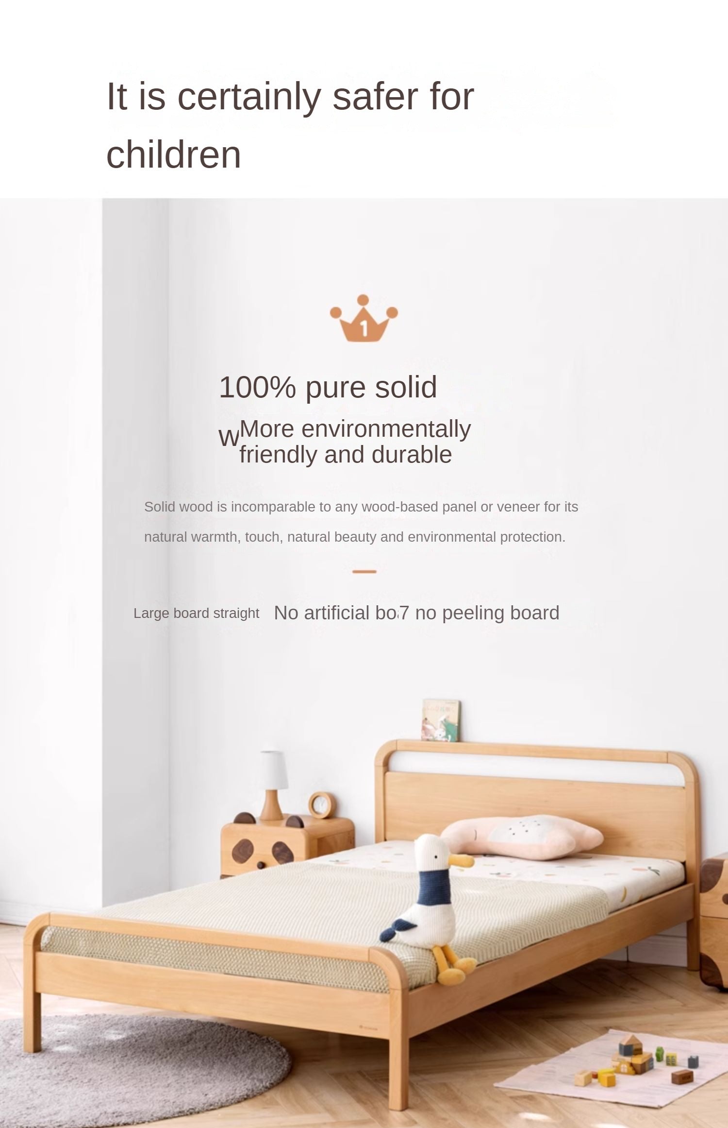 Beech solid wood kids bed