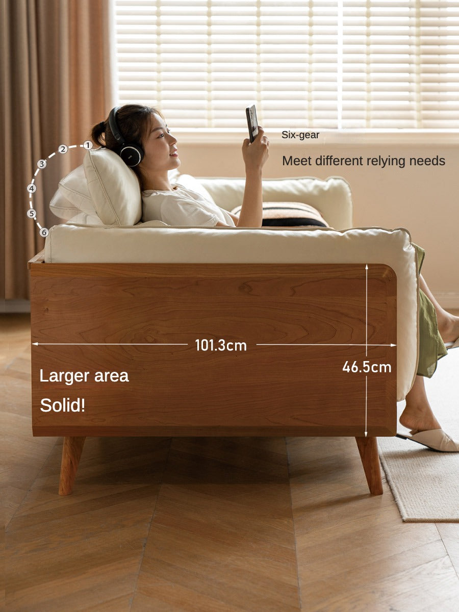 Black Walnut, Ash Solid Wood Genuine Leather Down Sofa.