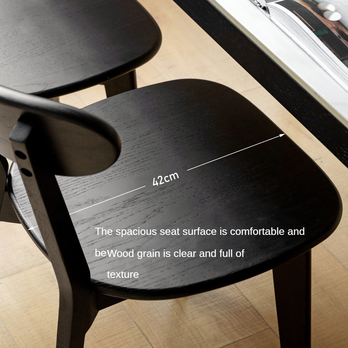 Oak Solid Wood Dining Chair Cream Style White, Black