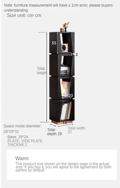 Oak solid wood floor-standing narrow bookshelf.