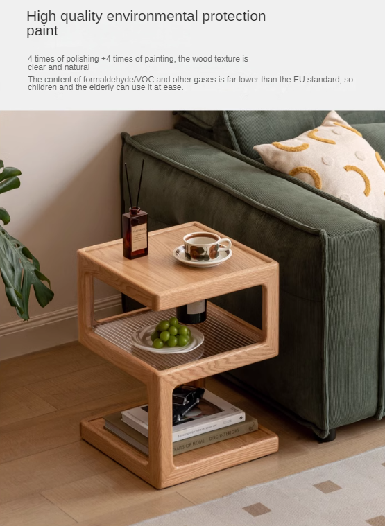 Oak, Black Walnut, Cherry, Poplar Solid Wood Corner Square Side Table.