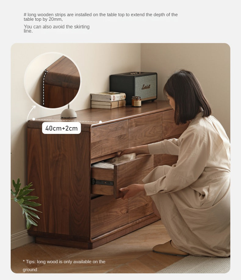 Black Walnut, Poplar Solid Wood Storage Cabinet Chest of Drawers