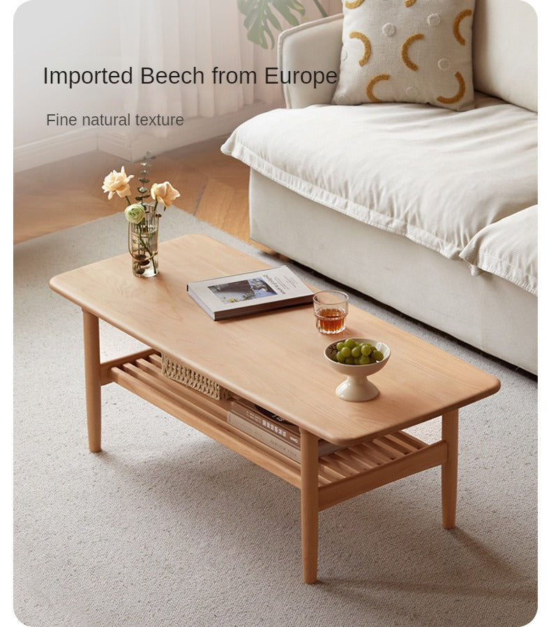 European Beech Solid Wood Modern Coffee Table
