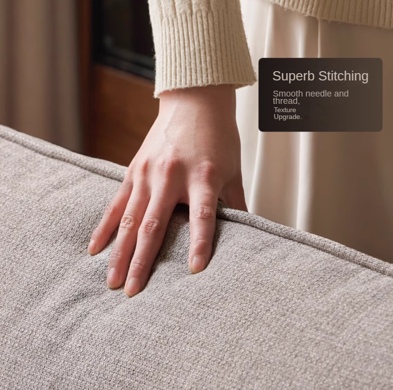 Oak Solid Wood Leather, Fabric Straight Sofa.