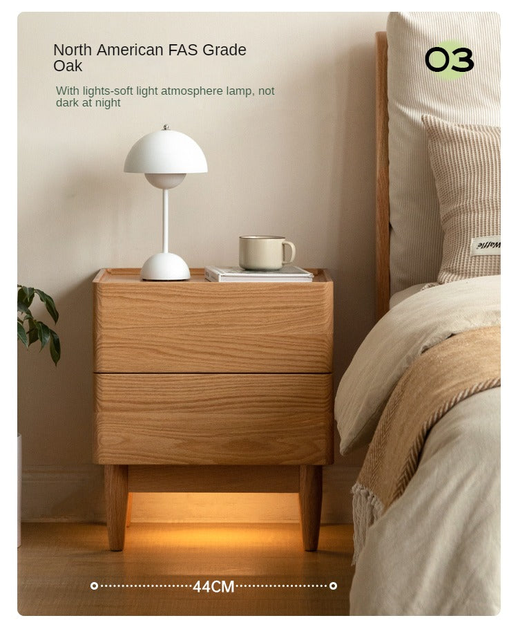 Ash, Oak, Sandalwood Solid Wood White Wax Small Nightstand