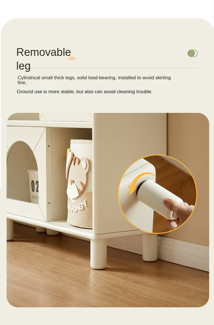 Rubber Solid Wood Modern Cream Style Floor Children's Bookcase
