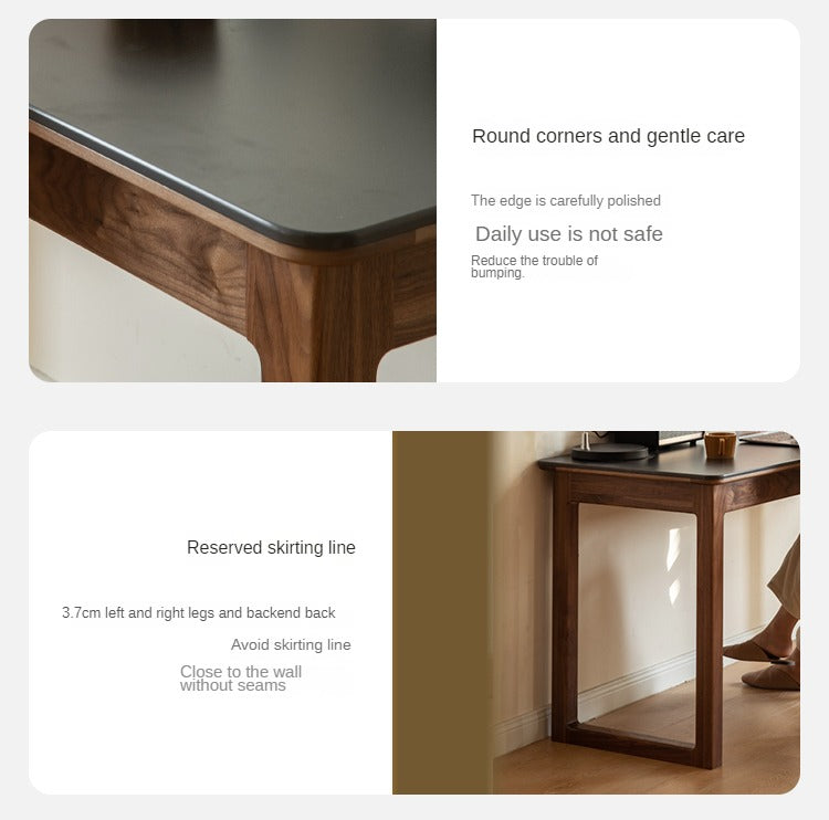 Rock slate Black Walnut Solid Wood Long Table "