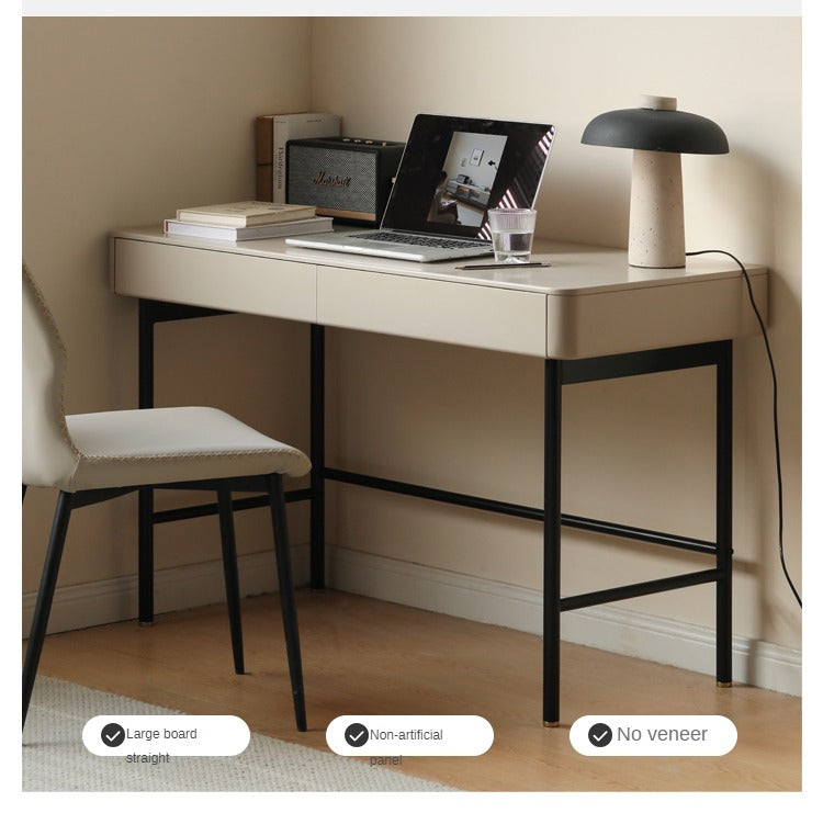 Poplar Solid Wood Double-Draw Desk Light Luxury