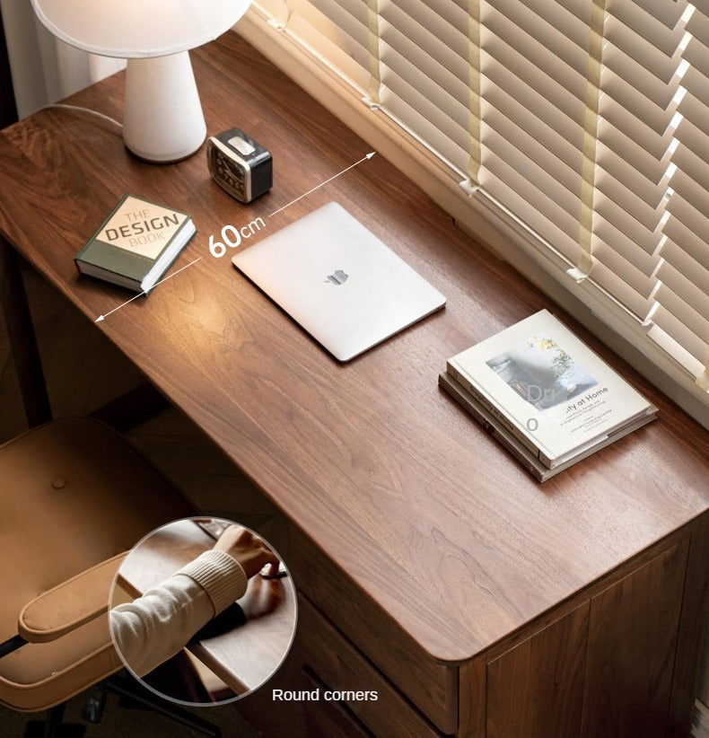 Black Walnut, Oak, Sandalwood, Ash Solid Wood Desk with Drawers