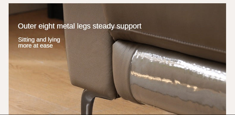 Genuine leather zero-wall electric reclining sofa adjustable headrest, deep cushioned seats