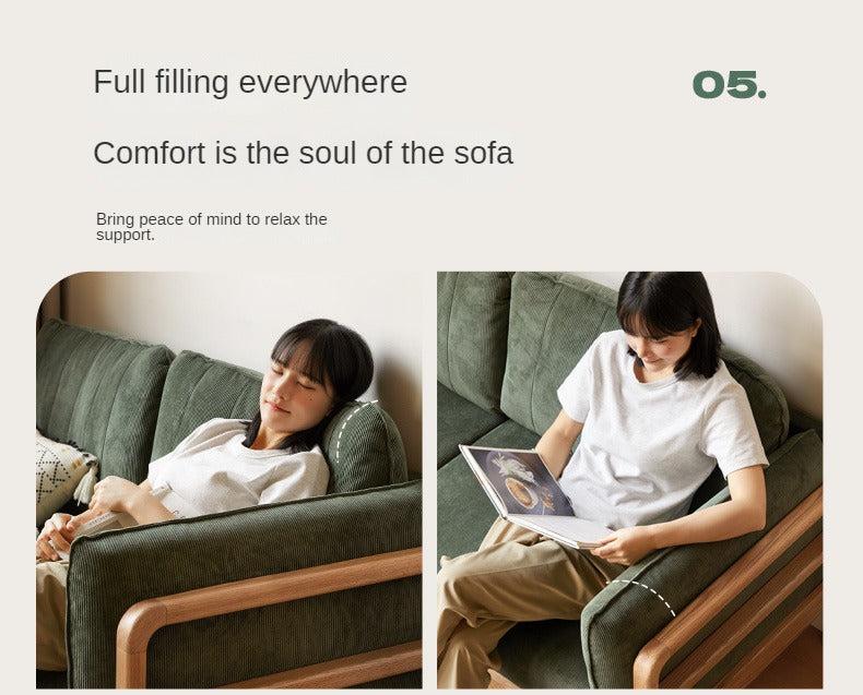 Oak, Beech Solid Wood Modern Simple Fabric Straight Sofa