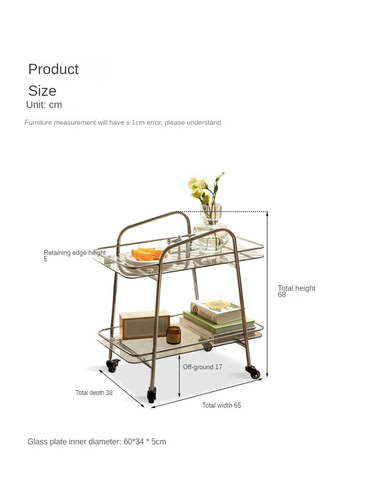 Mobile Storage Rack, Glass Dining Cart