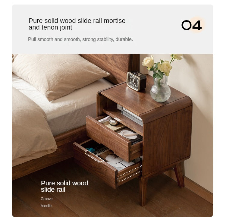 Black Walnut Solid Wood Modern Storage Small Nightstand