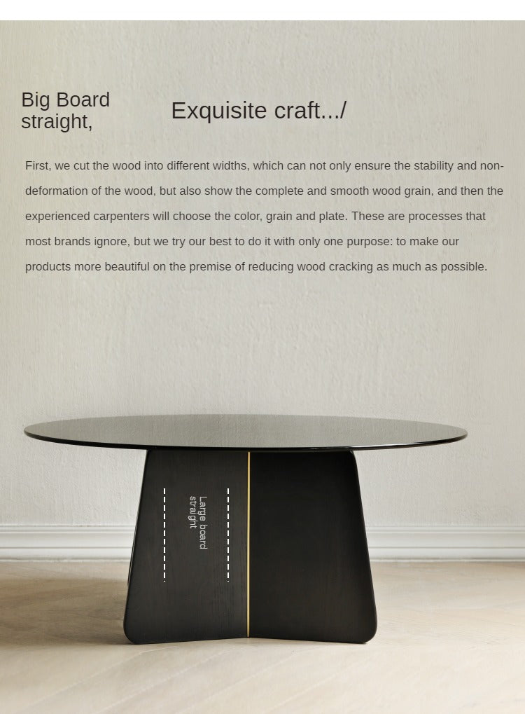 Oak Solid Wood Smoky Coffee Table Glass