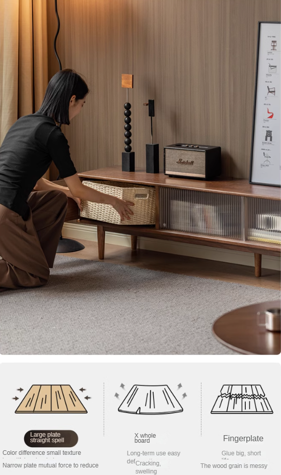 Oak Solid Wood Modern Simple Floor TV Cabinet.