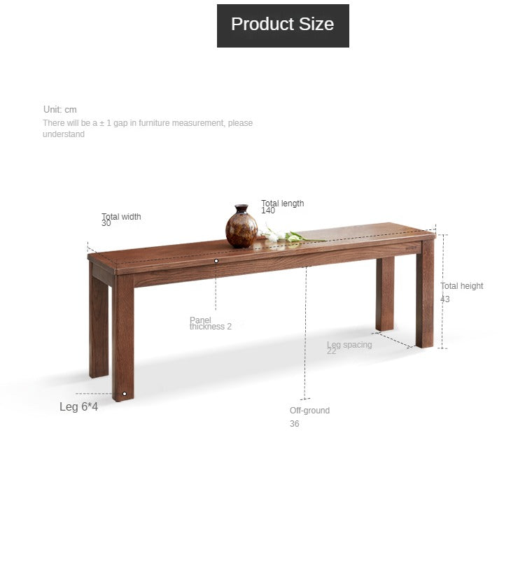 Black Walnut, Oak, Sandalwood Solid Wood, Solid RubberWood Nordic Long Bench