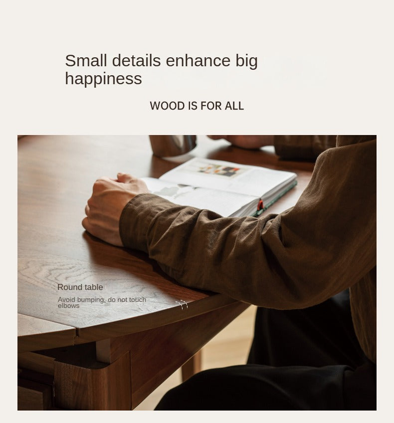 Oak Solid Wood Modern Folding Round Dining Table