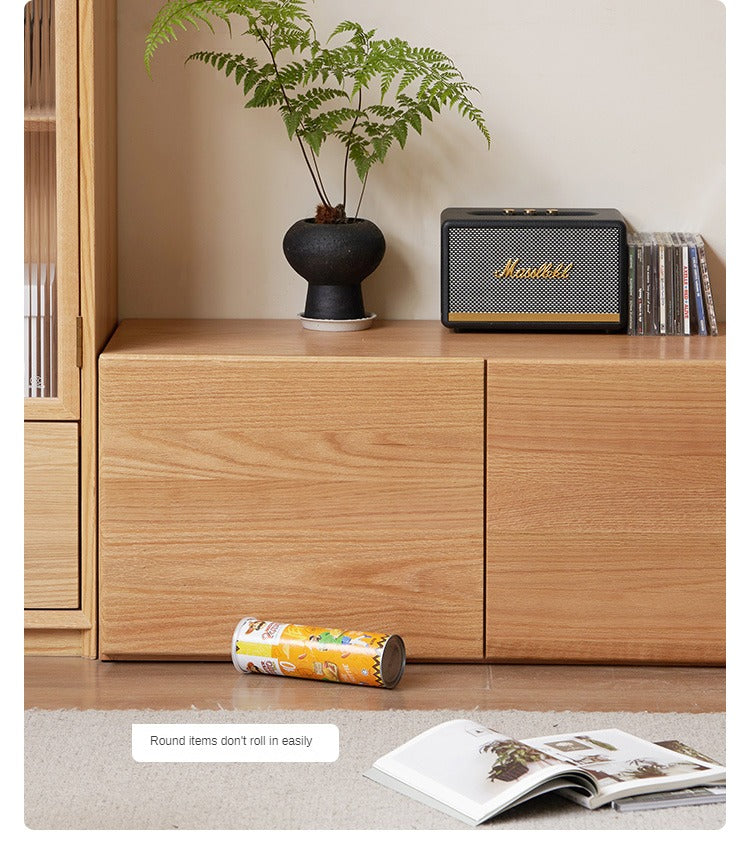 Oak Solid Wood Floor Storage TV Cabinet.