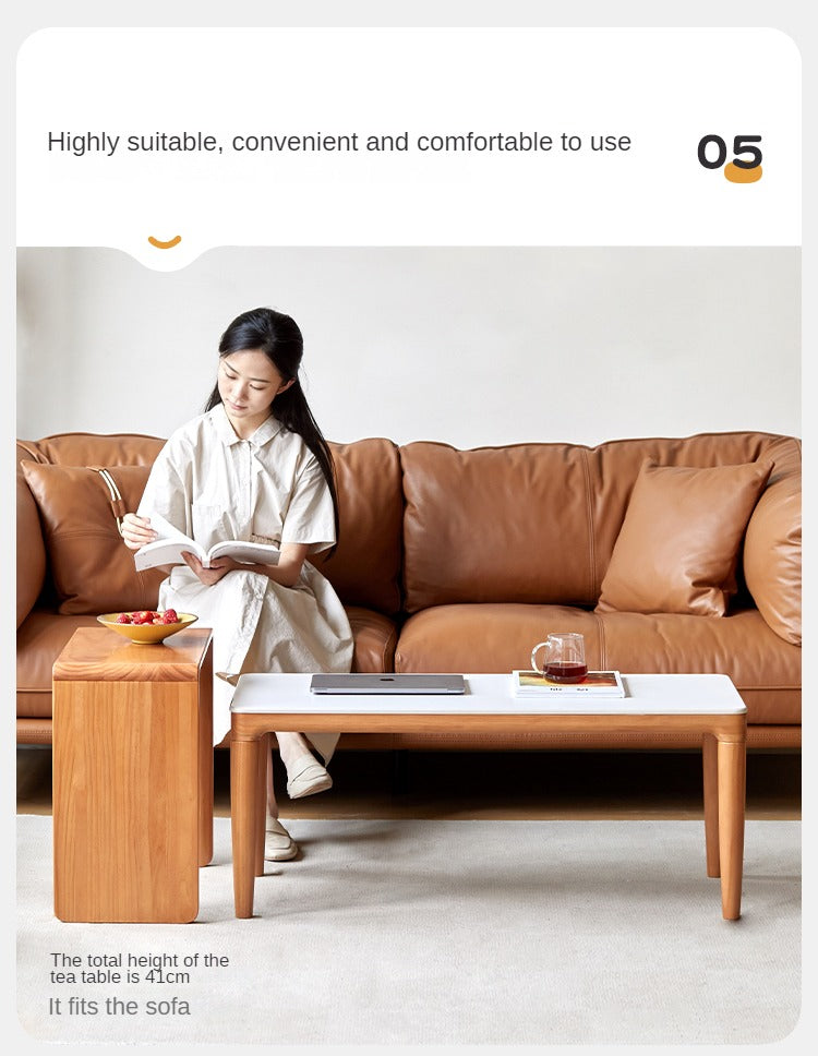 Pine Solid Wood Modern Combination Rock Plate Coffee Table