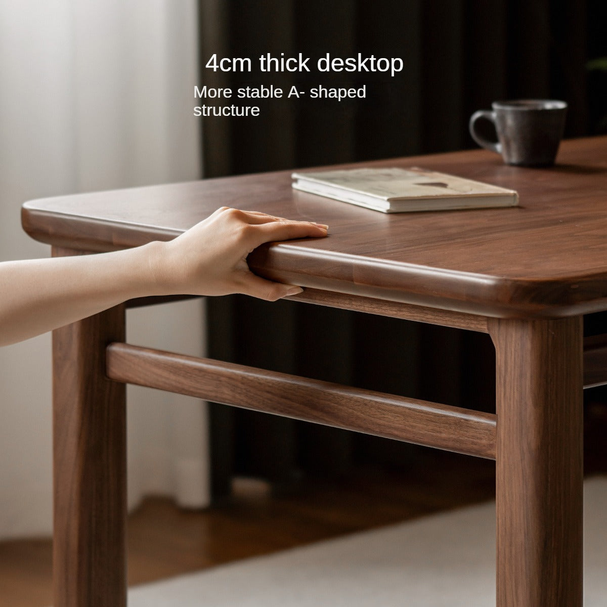 Black Walnut, Ash Solid Wood Style Tea Table.