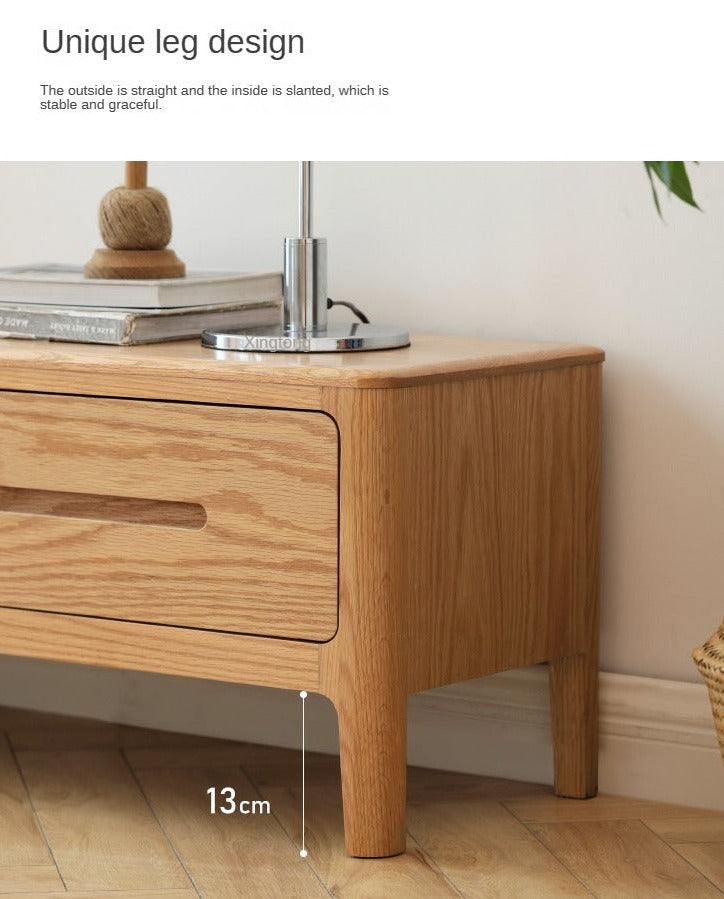 Oak Solid Wood Four-drawer TV Stand.