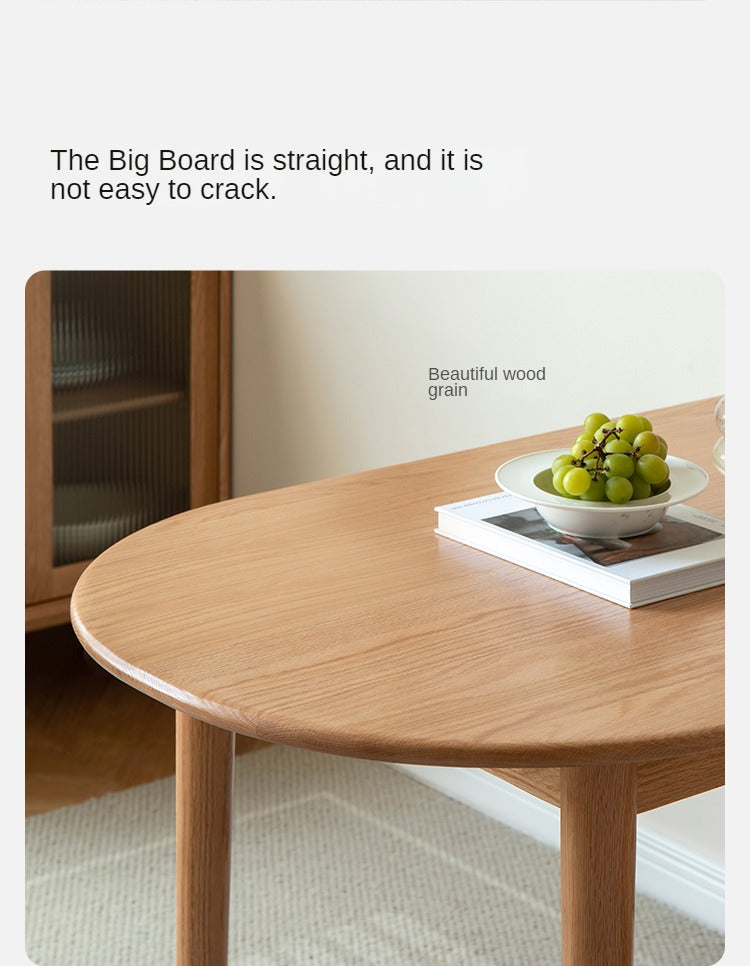 Oak, Beech Solid Wood Rock Slab Semi-Circular Dining Table