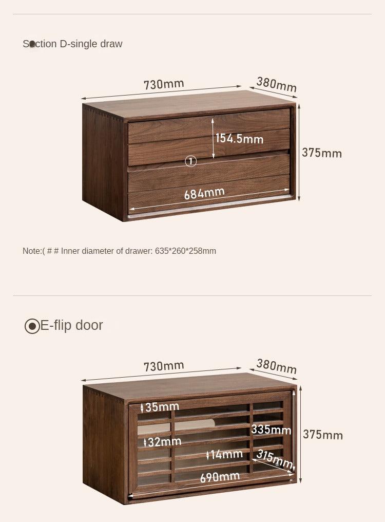 Black Walnut Solid Wood Free Combination Multifunctional Bookcase.