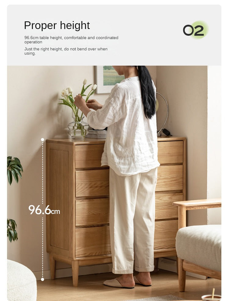 Ash Solid Wood chest of drawers Storage Drawer Cabinet)