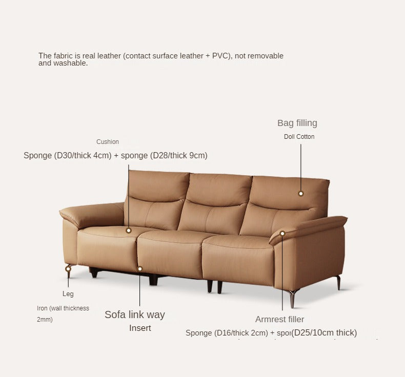 Leather Electric Head Layer Leather Adjustable Function Sofa.