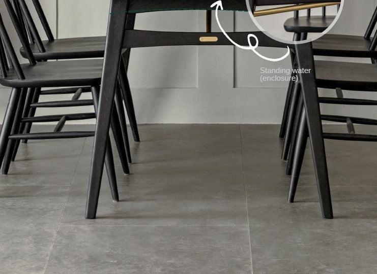 Oak Solid Wood Light Luxury Italian Black Dining Table"