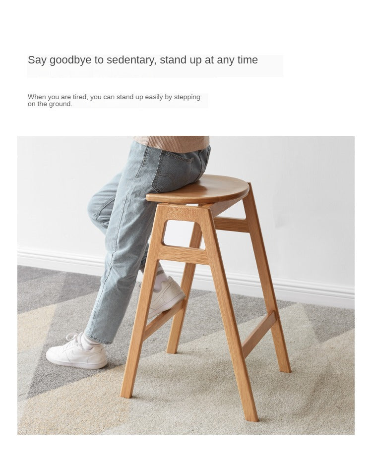 Oak Solid Wood High Feet Stool