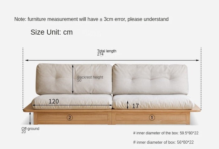 Oak Solid Wood dual-use Fabric Storage Sofa.