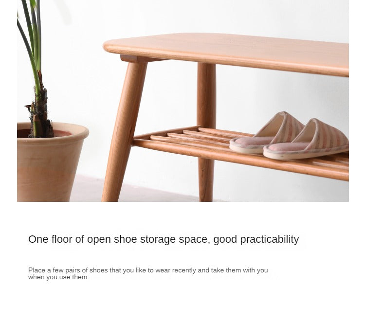 Oak, Solid Rubberwood Shoe Bench