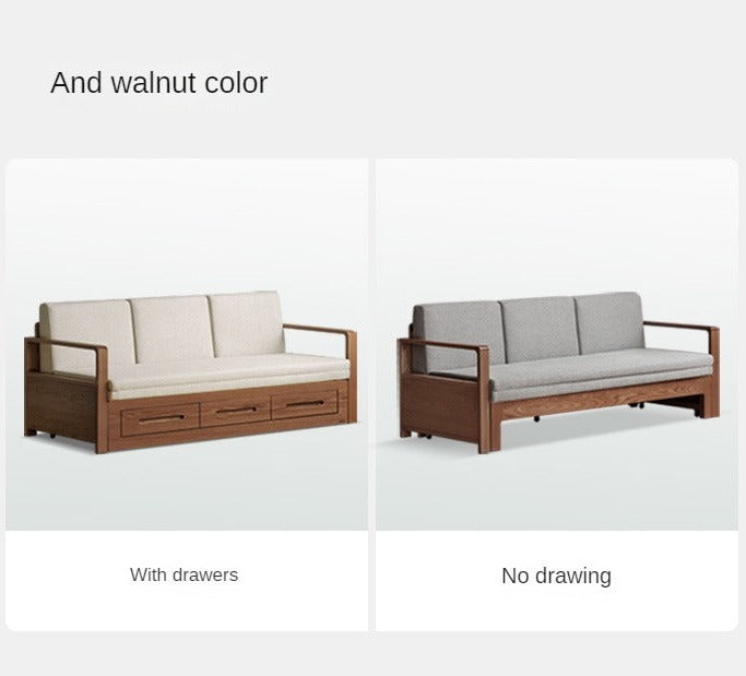 Oak, Ash Solid Woof Folding Storage Sofa Bed.
