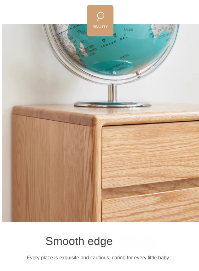 Oak Solid Wood Drawer Multi-Functional Bedside Table